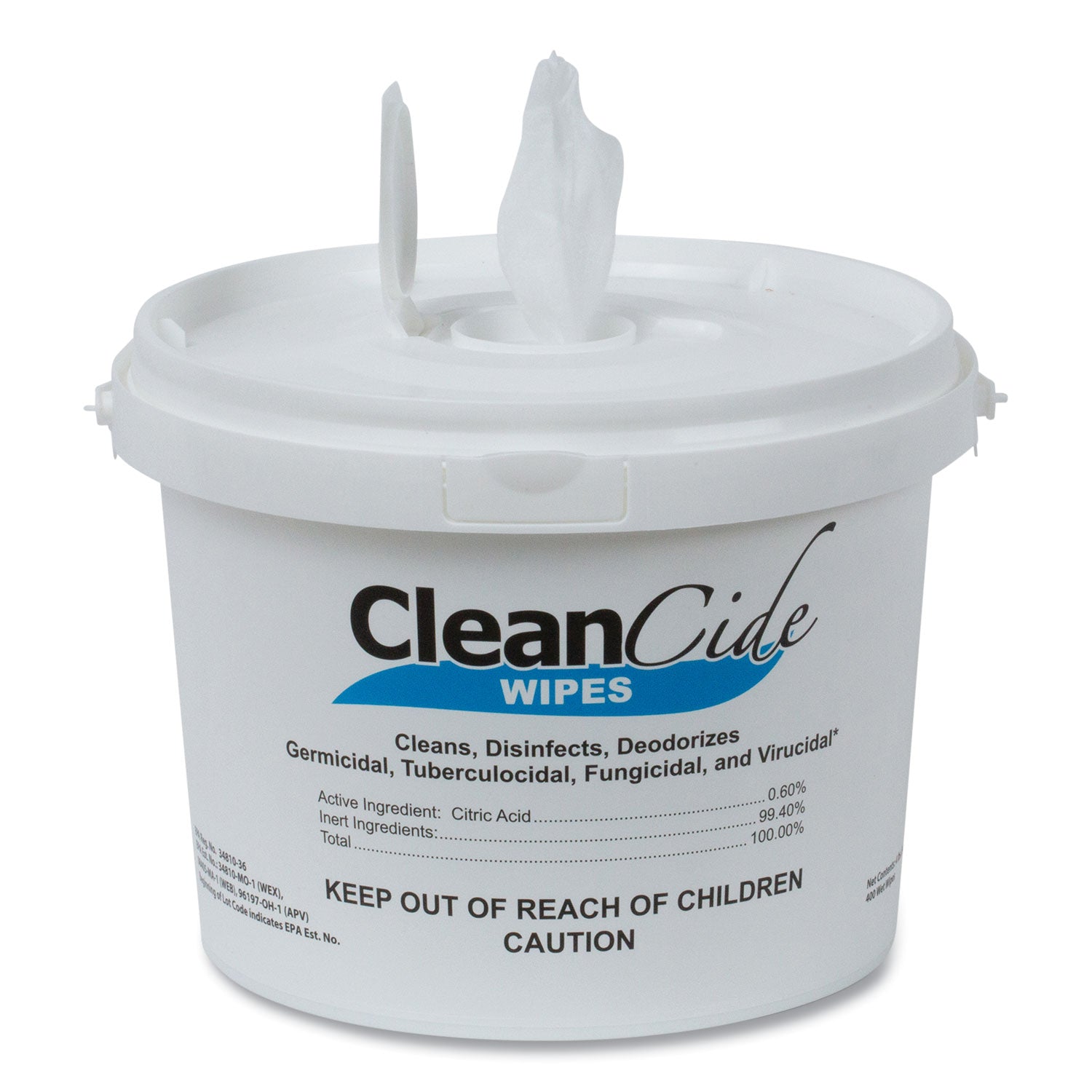 cleancide-disinfecting-wipes-1-ply-8-x-55-fresh-scent-white-400-tub_wxf3130b400dea - 1