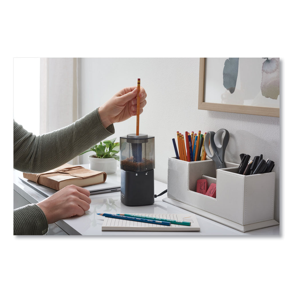 Model 1799 Powerhouse Office Electric Pencil Sharpener, AC-Powered, 3 x 3 x 7, Black/Silver/Smoke