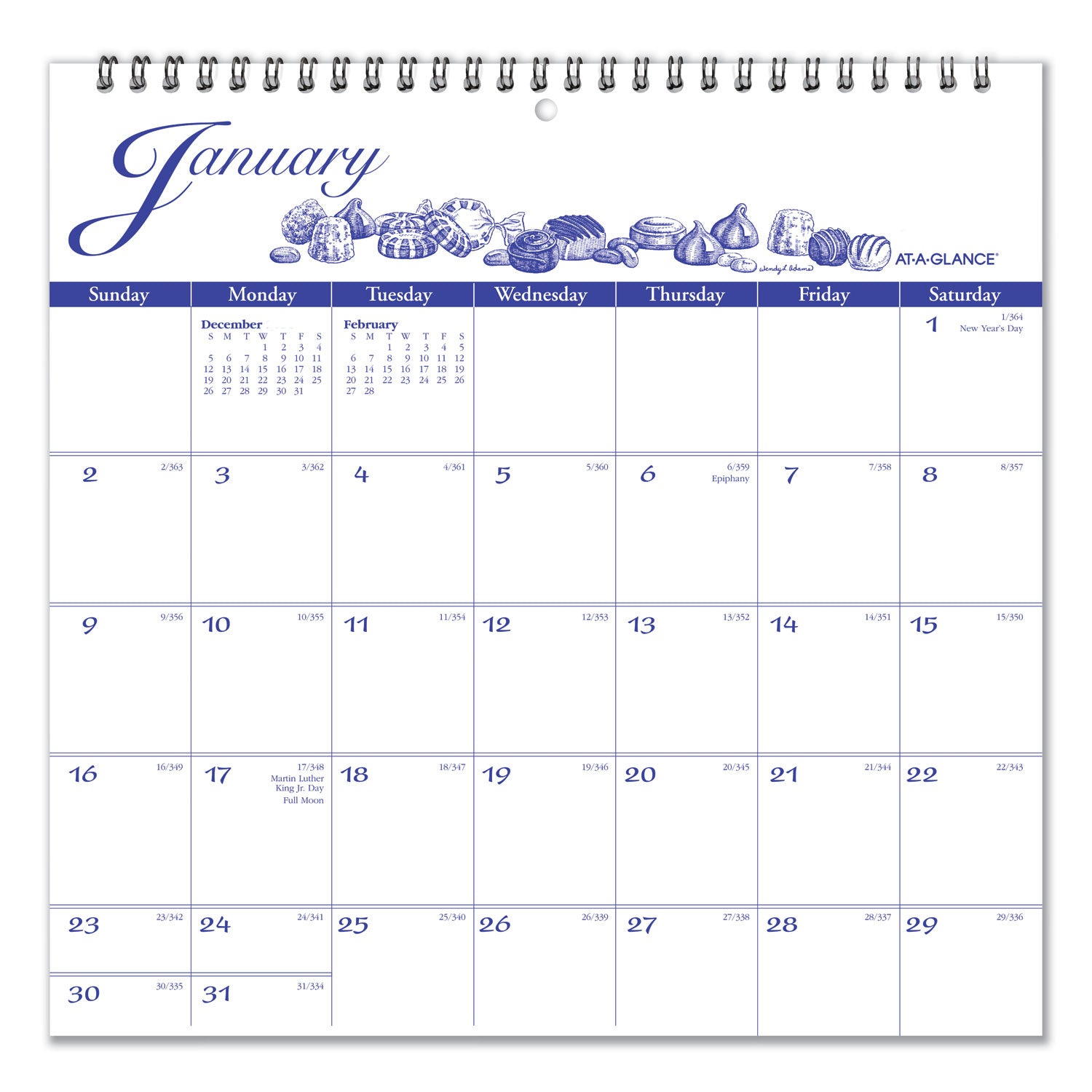 Illustrators Edition Wall Calendar, Victorian Illustrations Artwork, 12 x 12, White/Blue Sheets, 12-Month (Jan to Dec): 2024 - 
