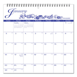 Illustrators Edition Wall Calendar, Victorian Illustrations Artwork, 12 x 12, White/Blue Sheets, 12-Month (Jan to Dec): 2024