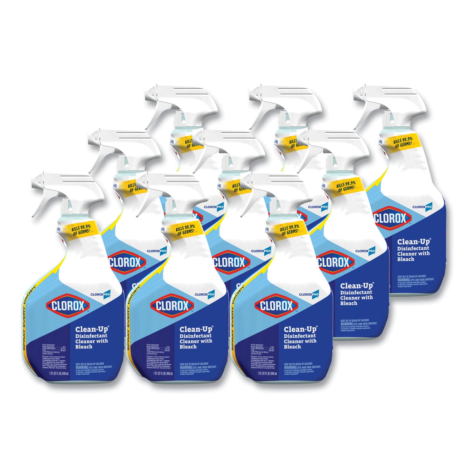 Clorox Pro Clorox Clean-up, 32 oz Smart Tube Spray, 9/Carton - 