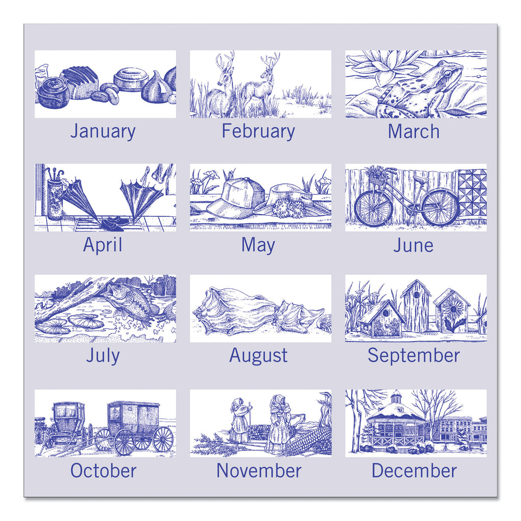 Illustrators Edition Wall Calendar, Victorian Illustrations Artwork, 12 x 12, White/Blue Sheets, 12-Month (Jan to Dec): 2024