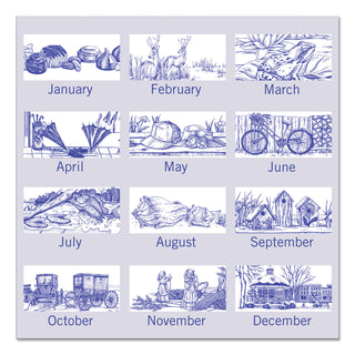 Illustrators Edition Wall Calendar, Victorian Illustrations Artwork, 12 x 12, White/Blue Sheets, 12-Month (Jan to Dec): 2024