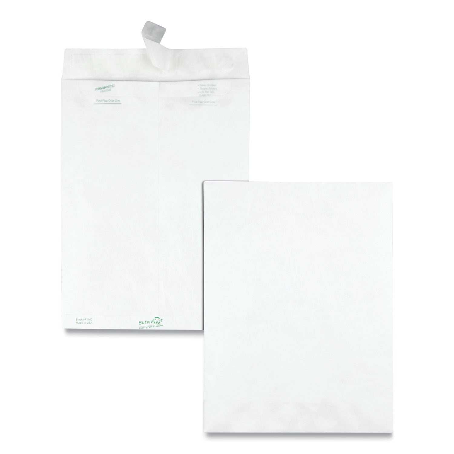 Lightweight 14 lb Tyvek Catalog Mailers, #10 1/2, Square Flap, Redi-Strip Adhesive Closure, 9 x 12, White, 100/Box - 