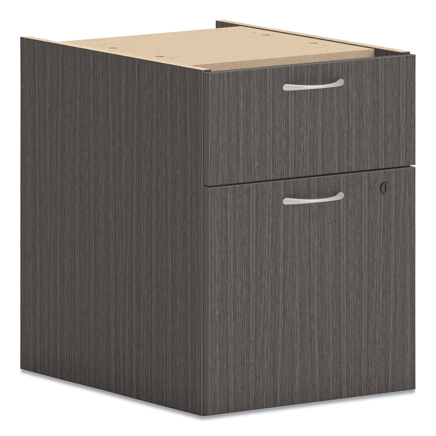 Mod Hanging Pedestal, Left or Right, 2-Drawers: Box/File, Legal/Letter, Slate Teak, 15" x 20" x 20