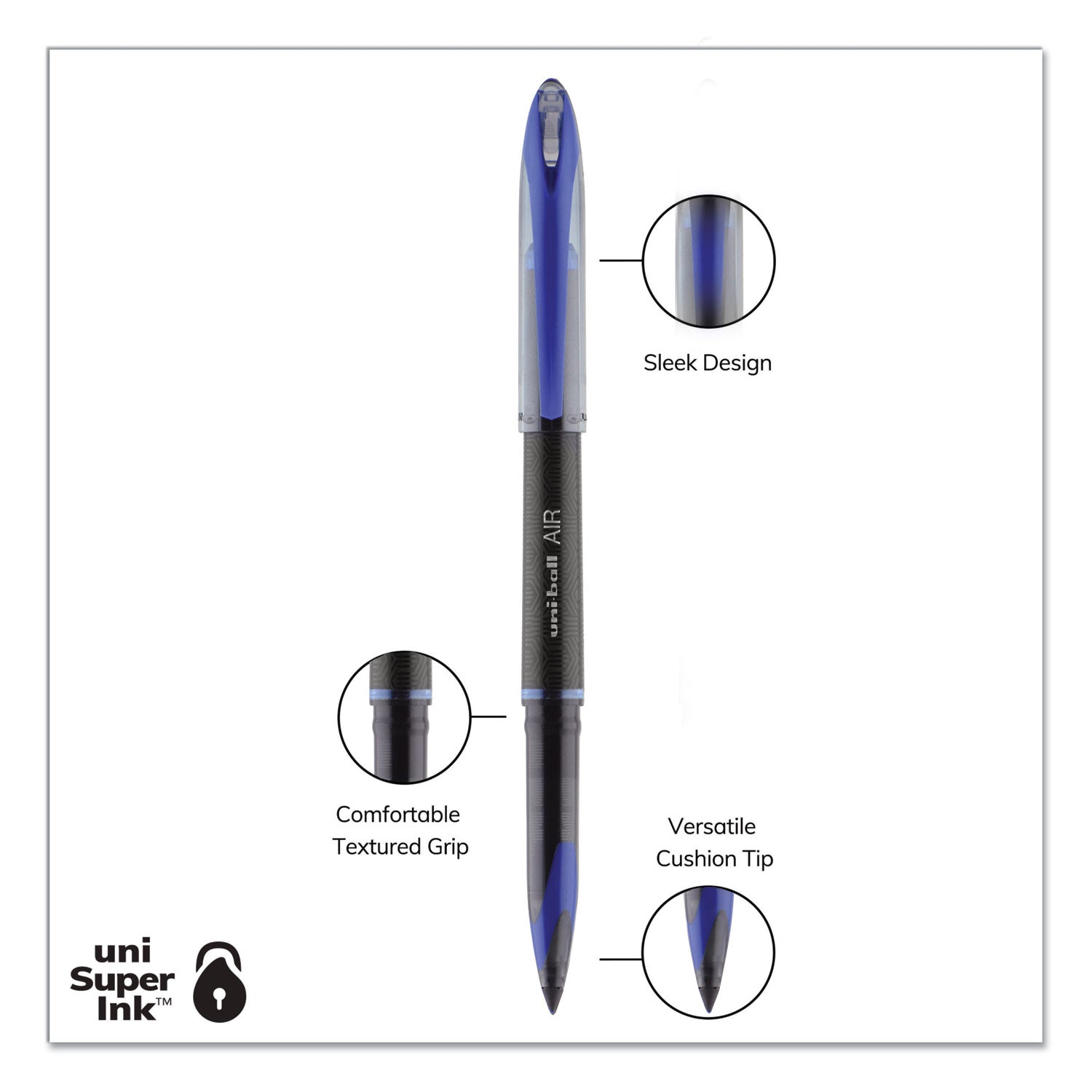 air-porous-gel-pen-stick-medium-07-mm-blue-ink-black-blue-barrel-3-pack_ubc1926810 - 5