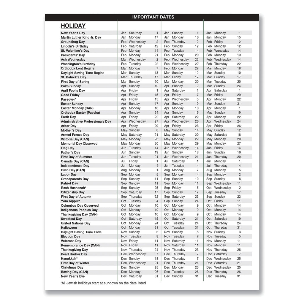 Recycled Weekly Appointment Book Ruled without Appointment Times, 8.75 x 6.88, Black Cover, 12-Month (Jan to Dec): 2024 - 