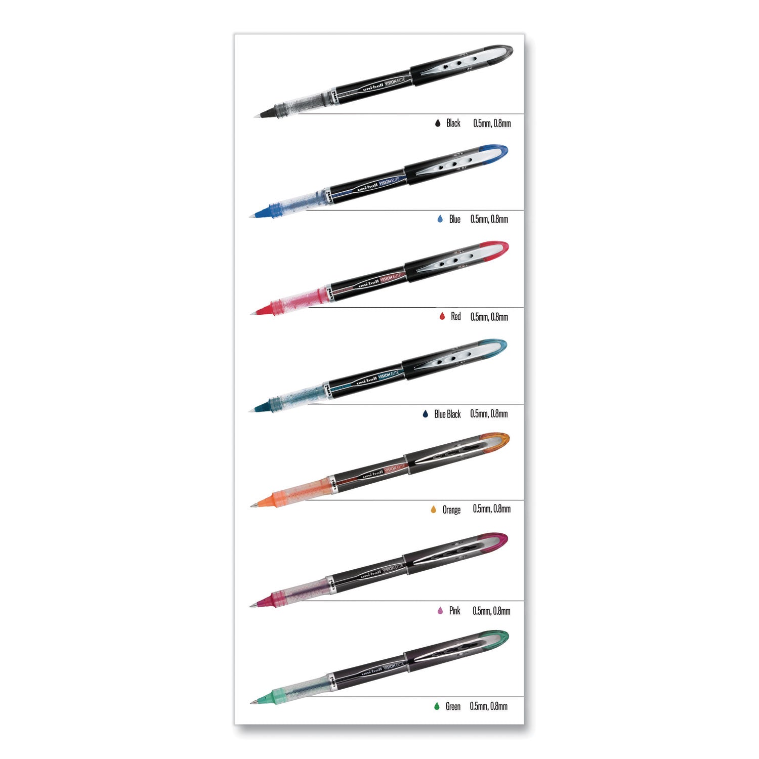 vision-elite-hybrid-gel-pen-stick-bold-08-mm-assorted-ink-and-barrel-colors-8-pack_ubc90199pp - 8