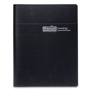 Recycled Weekly Appointment Book Ruled without Appointment Times, 8.75 x 6.88, Black Cover, 12-Month (Jan to Dec): 2024 - 