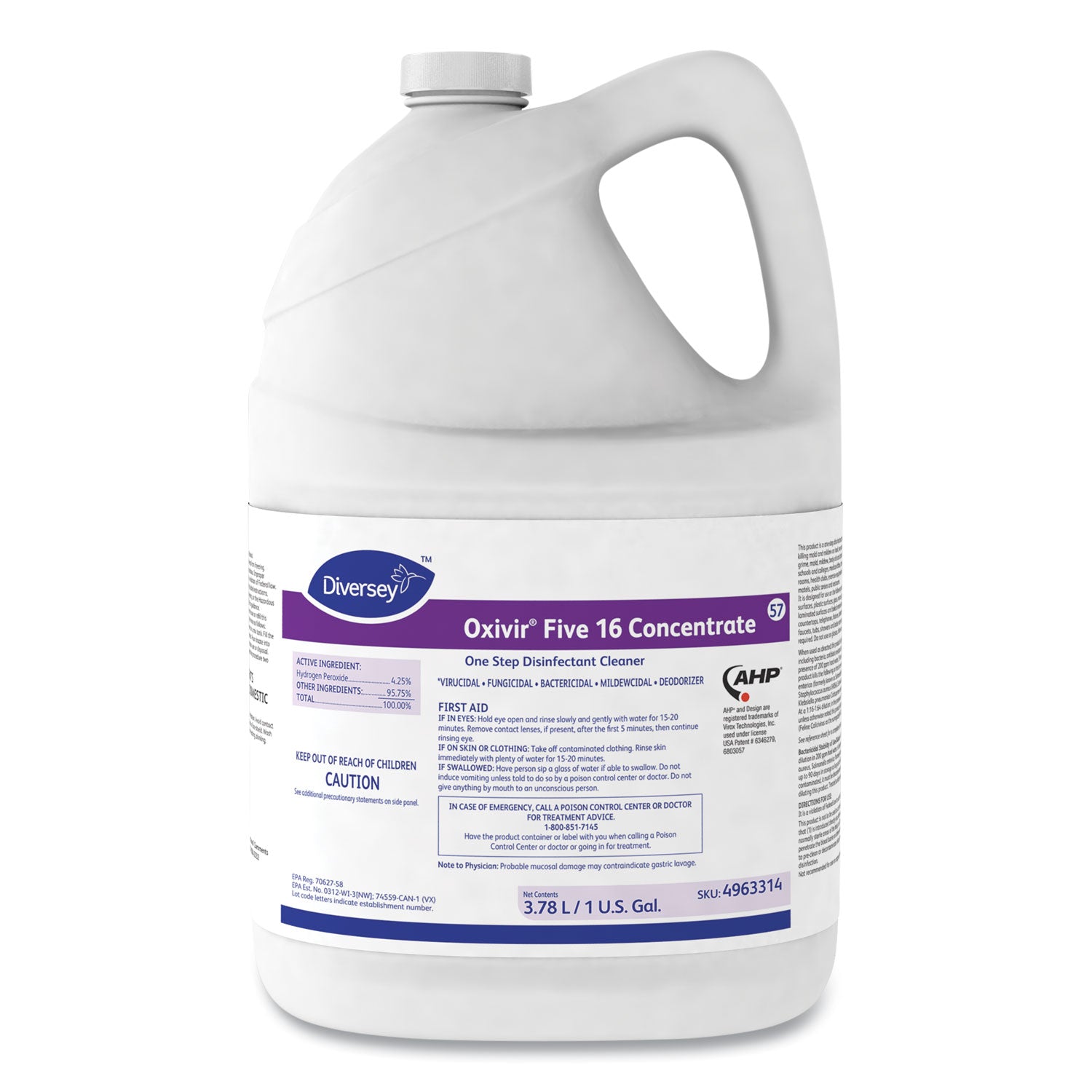 Five 16 One-Step Disinfectant Cleaner, 1 gal Bottle, 4/Carton - 