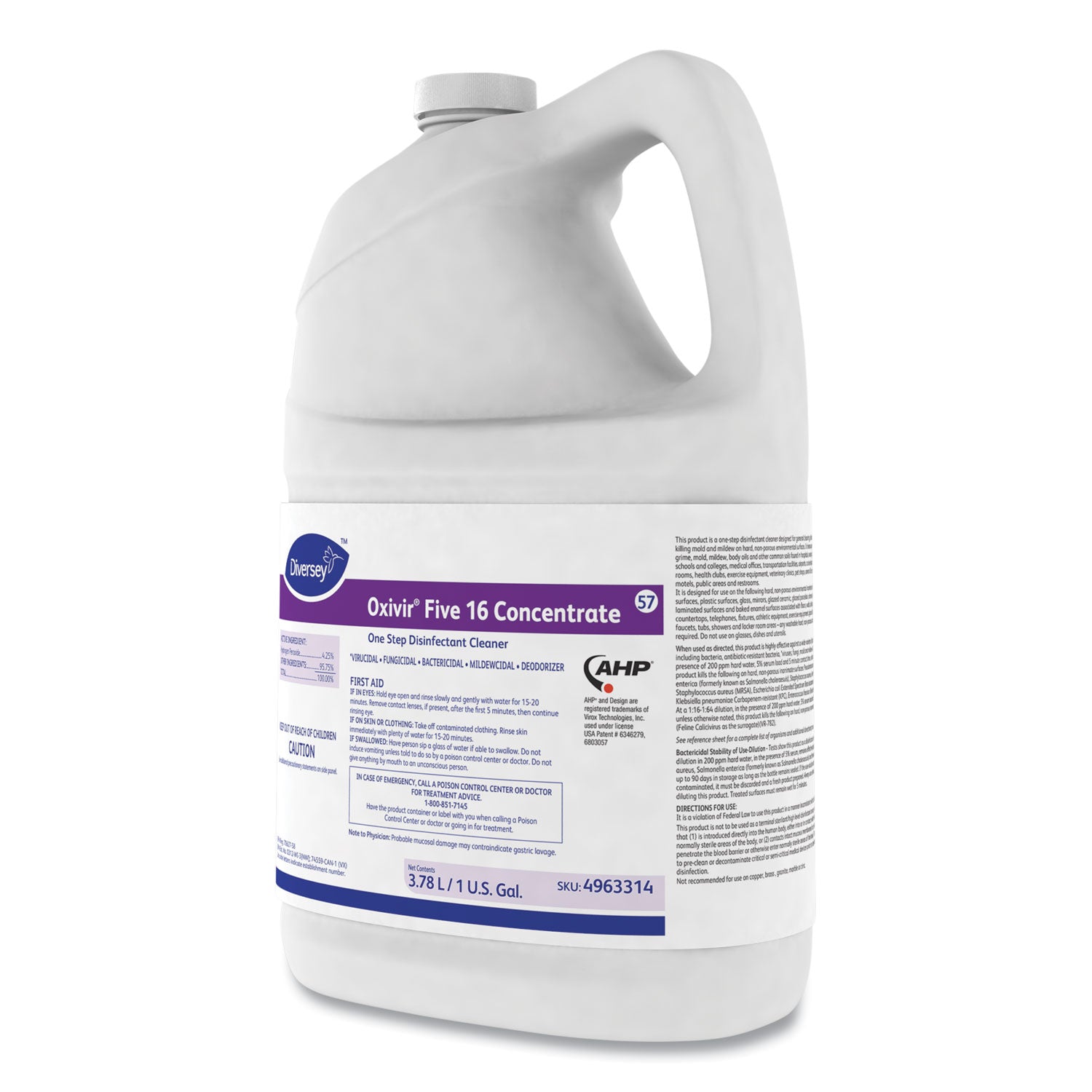 Five 16 One-Step Disinfectant Cleaner, 1 gal Bottle, 4/Carton - 