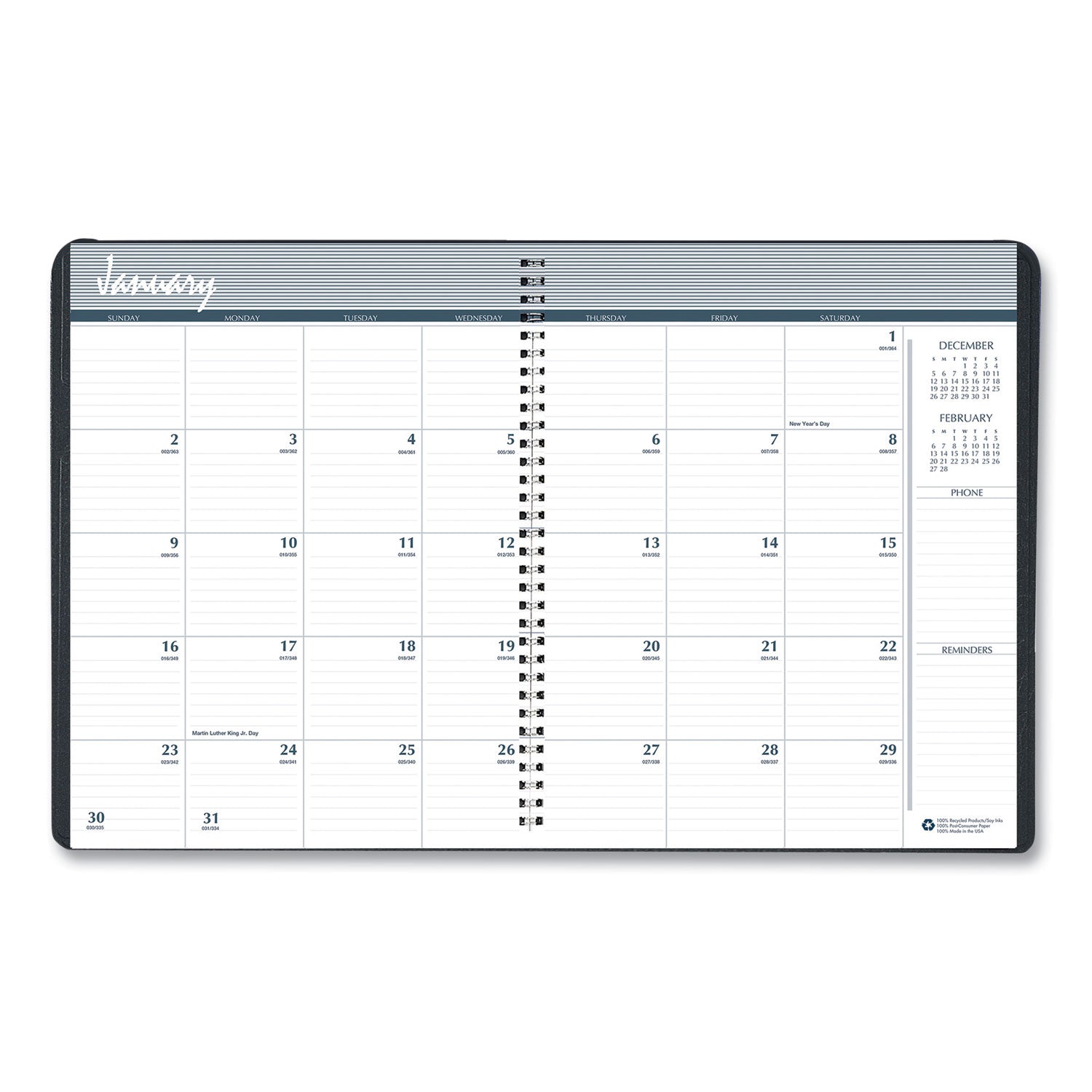 14-Month Recycled Ruled Monthly Planner, 11 x 8.5, Blue Cover, 14-Month (Dec to Jan): 2023 to 2025 - 