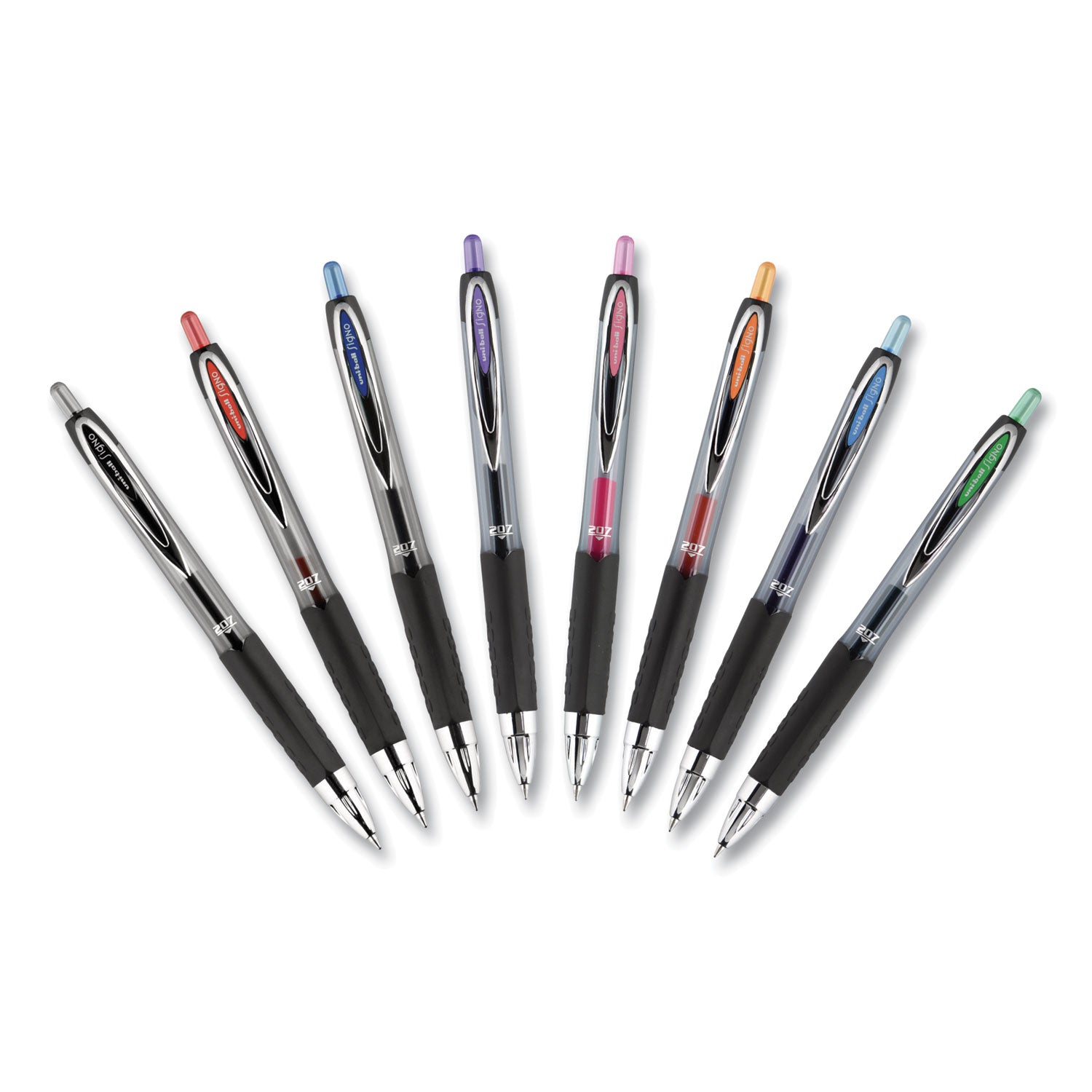 signo-207-gel-pen-retractable-medium-07-mm-blue-ink-smoke-black-blue-barrel-4-pack_ubc45532pp - 2