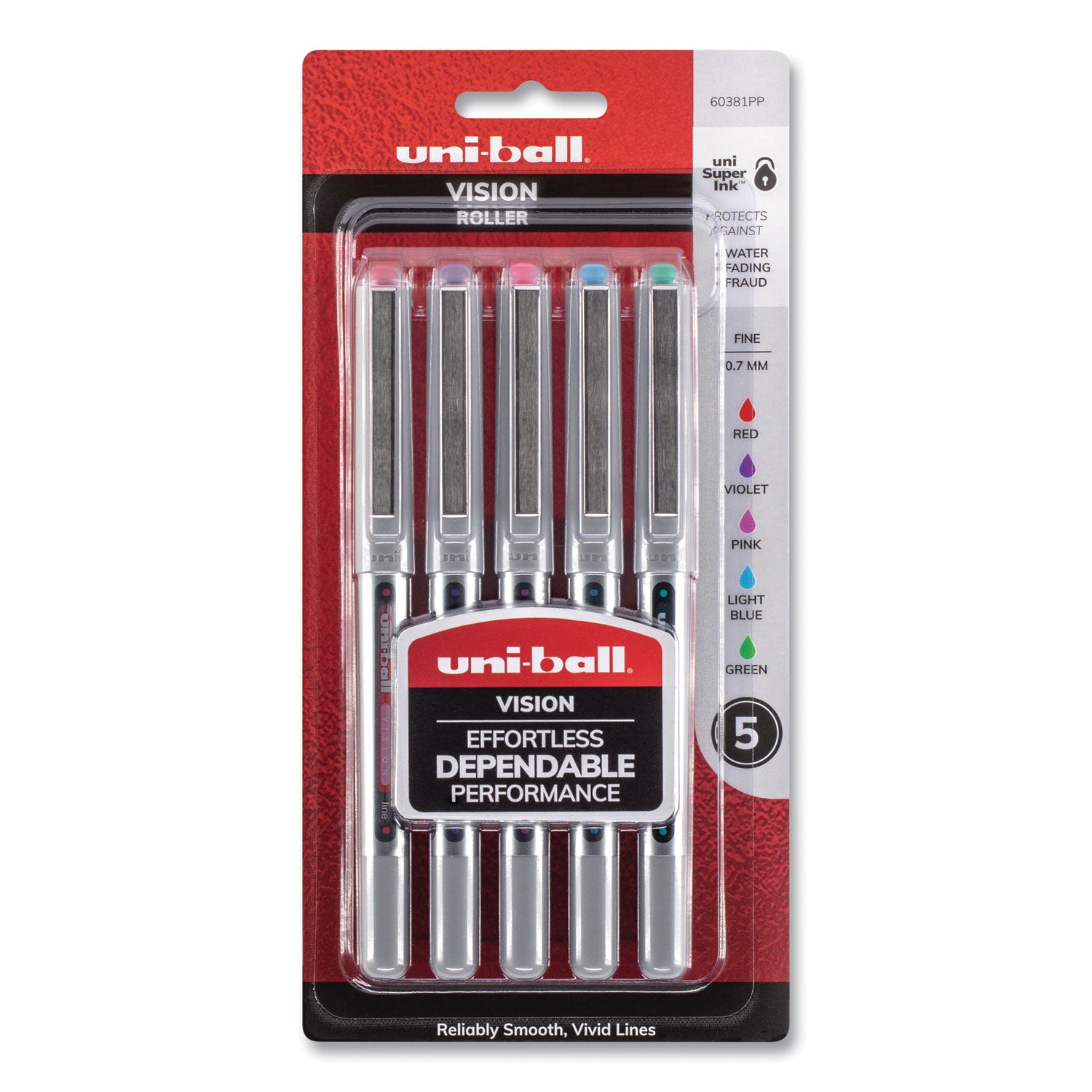 vision-roller-ball-pen-stick-fine-07-mm-assorted-ink-and-barrel-colors-5-pack_ubc60381pp - 1