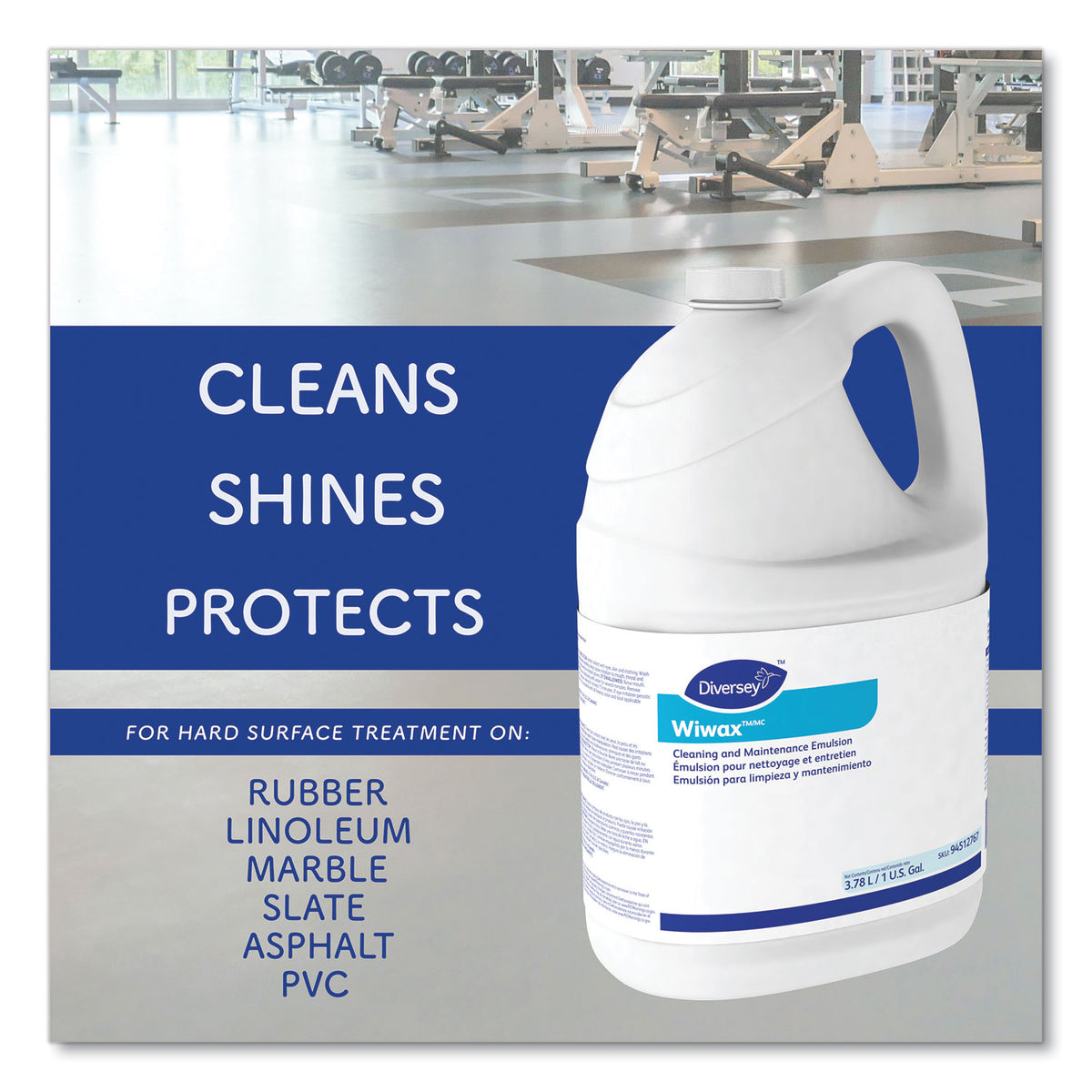 Wiwax Cleaning and Maintenance Solution, Liquid, 1 gal Bottle, 4/Carton
