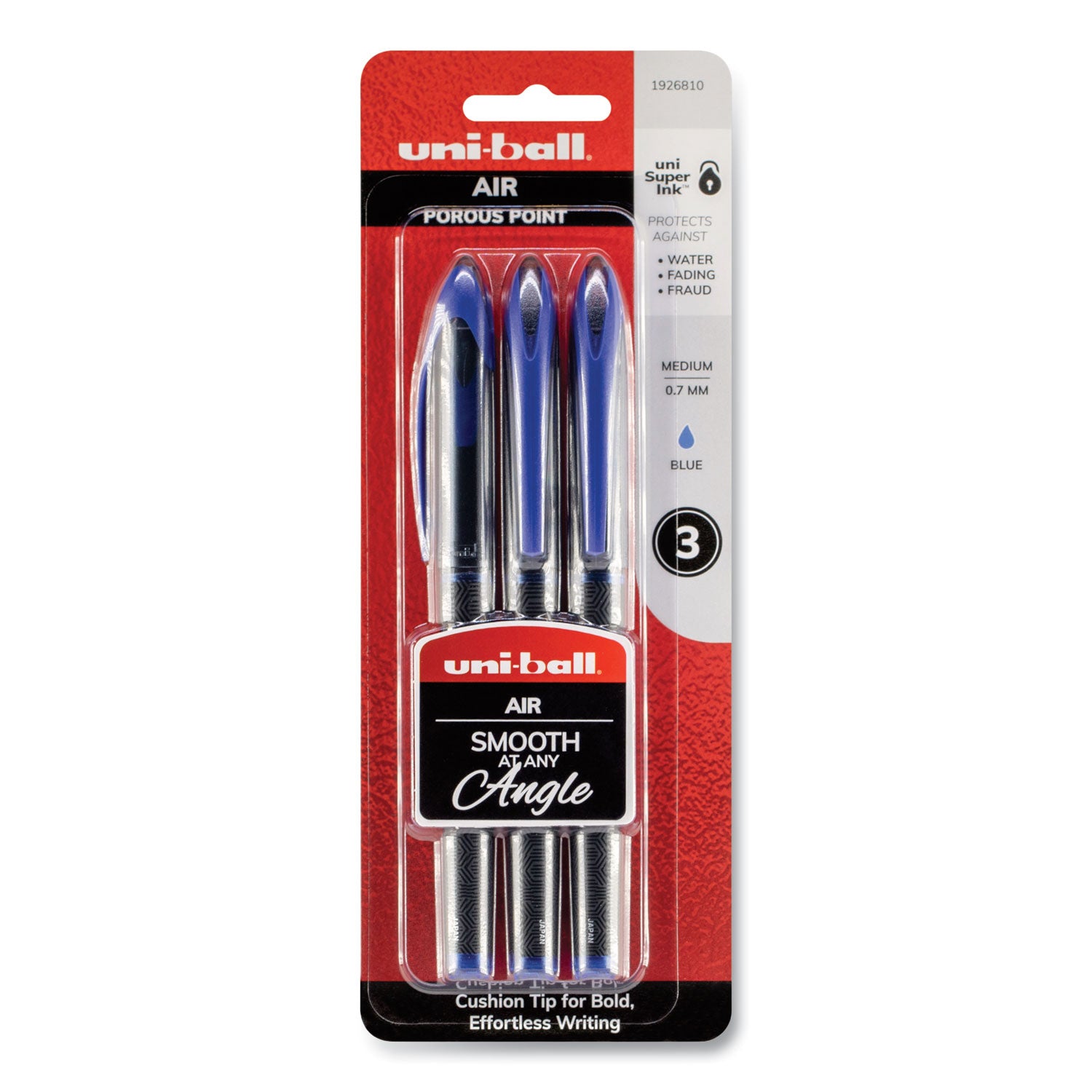 air-porous-gel-pen-stick-medium-07-mm-blue-ink-black-blue-barrel-3-pack_ubc1926810 - 2