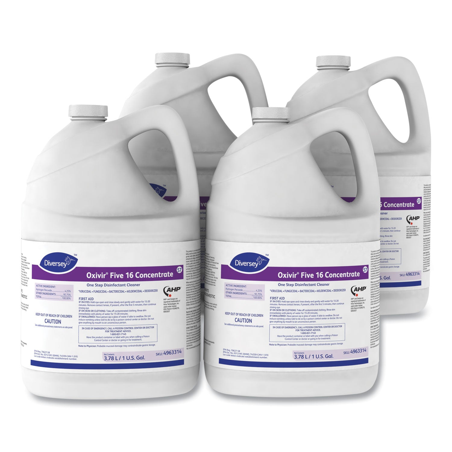 Five 16 One-Step Disinfectant Cleaner, 1 gal Bottle, 4/Carton - 