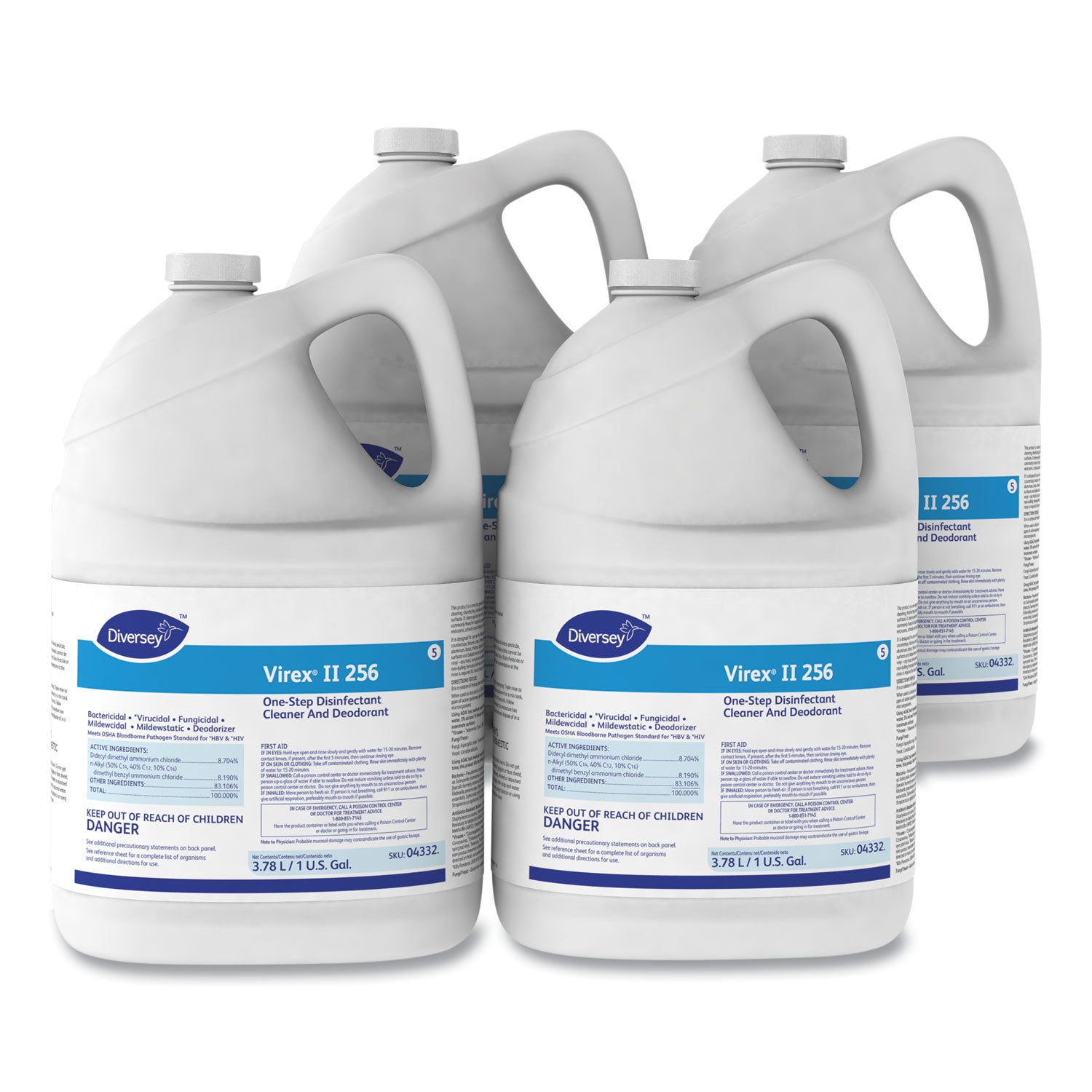 Virex II 256 One-Step Disinfectant Cleaner Deodorant Mint, 1 gal, 4 Bottles/CT