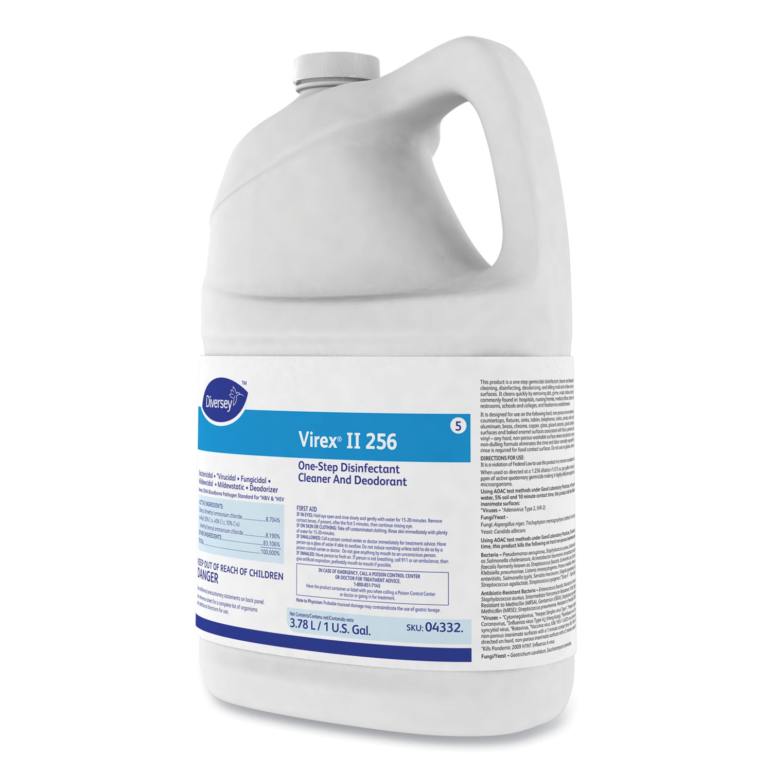 Virex II 256 One-Step Disinfectant Cleaner Deodorant Mint, 1 gal, 4 Bottles/CT