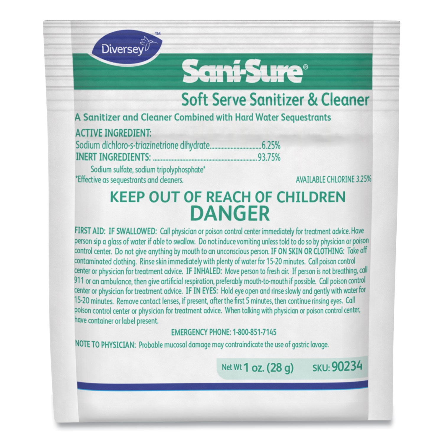Diversey Soft-Serve Sanitizer Cleaner - For Yogurt Maker - 0.99 oz (0.06 lb) - Chlorine Scent - 100 / Carton - White - 2