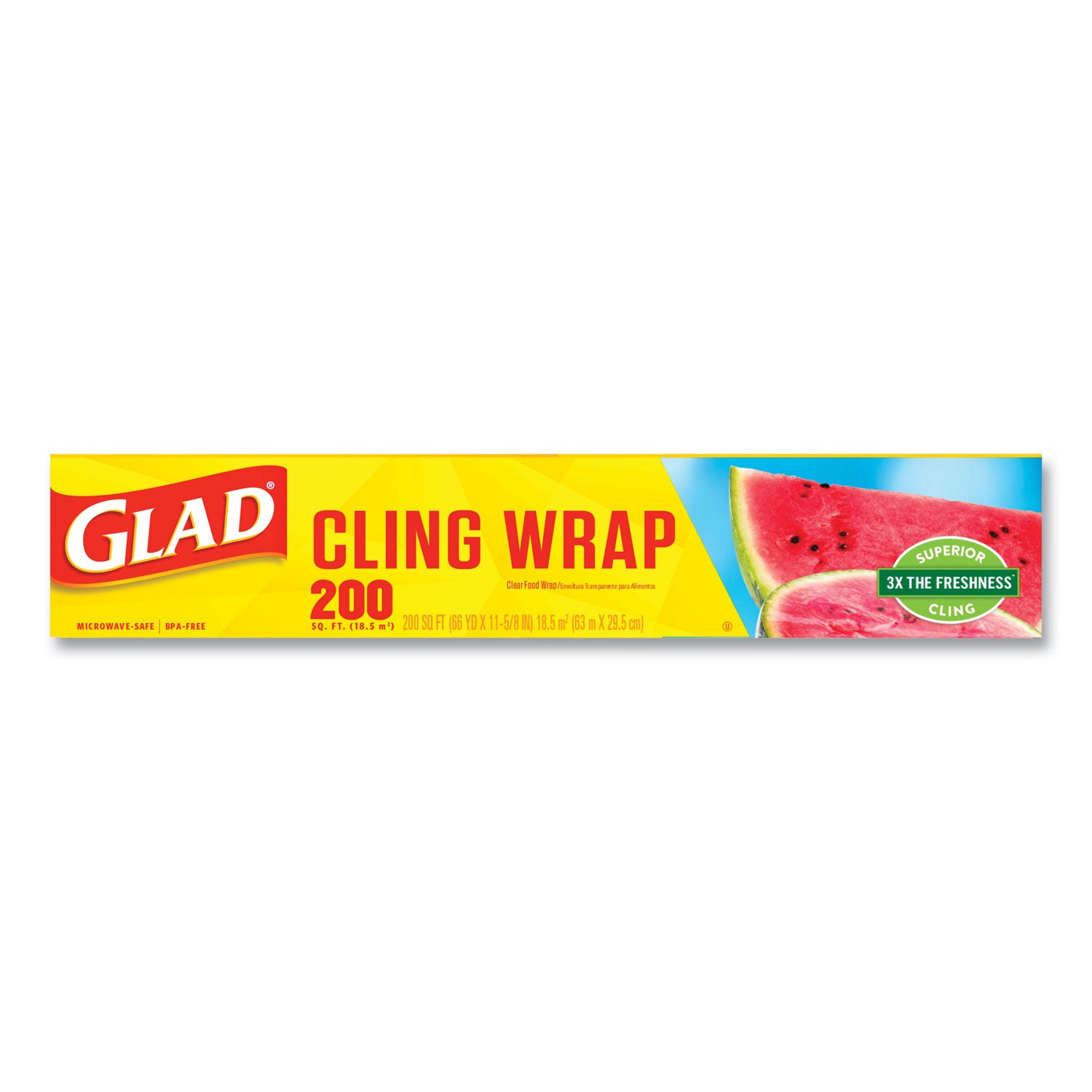 ClingWrap Plastic Wrap, 200 Square Foot Roll, Clear, 12 Rolls/Carton - 