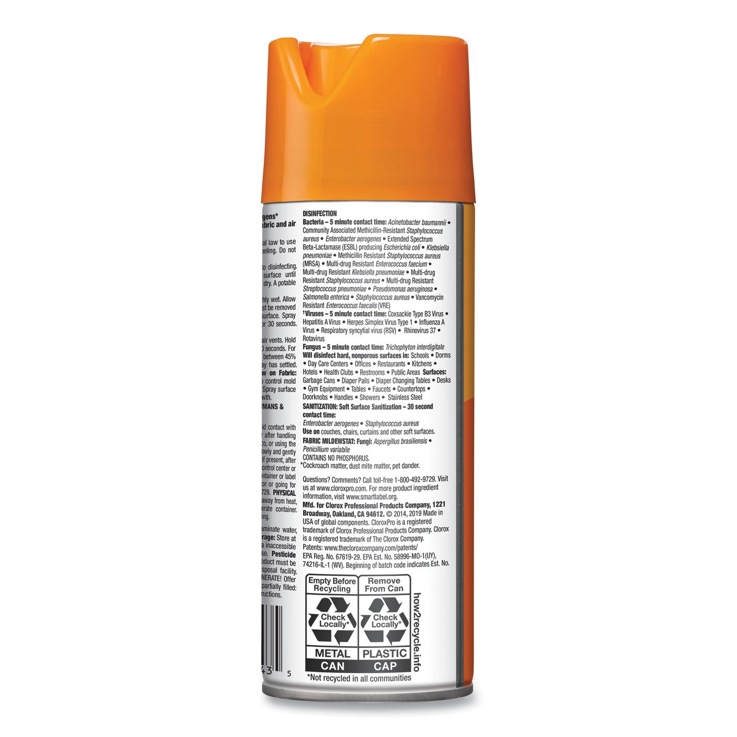 4-in-One Disinfectant and Sanitizer, Citrus, 14 oz Aerosol Spray, 12/Carton - 