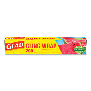 ClingWrap Plastic Wrap, 200 Square Foot Roll, Clear, 12 Rolls/Carton - 