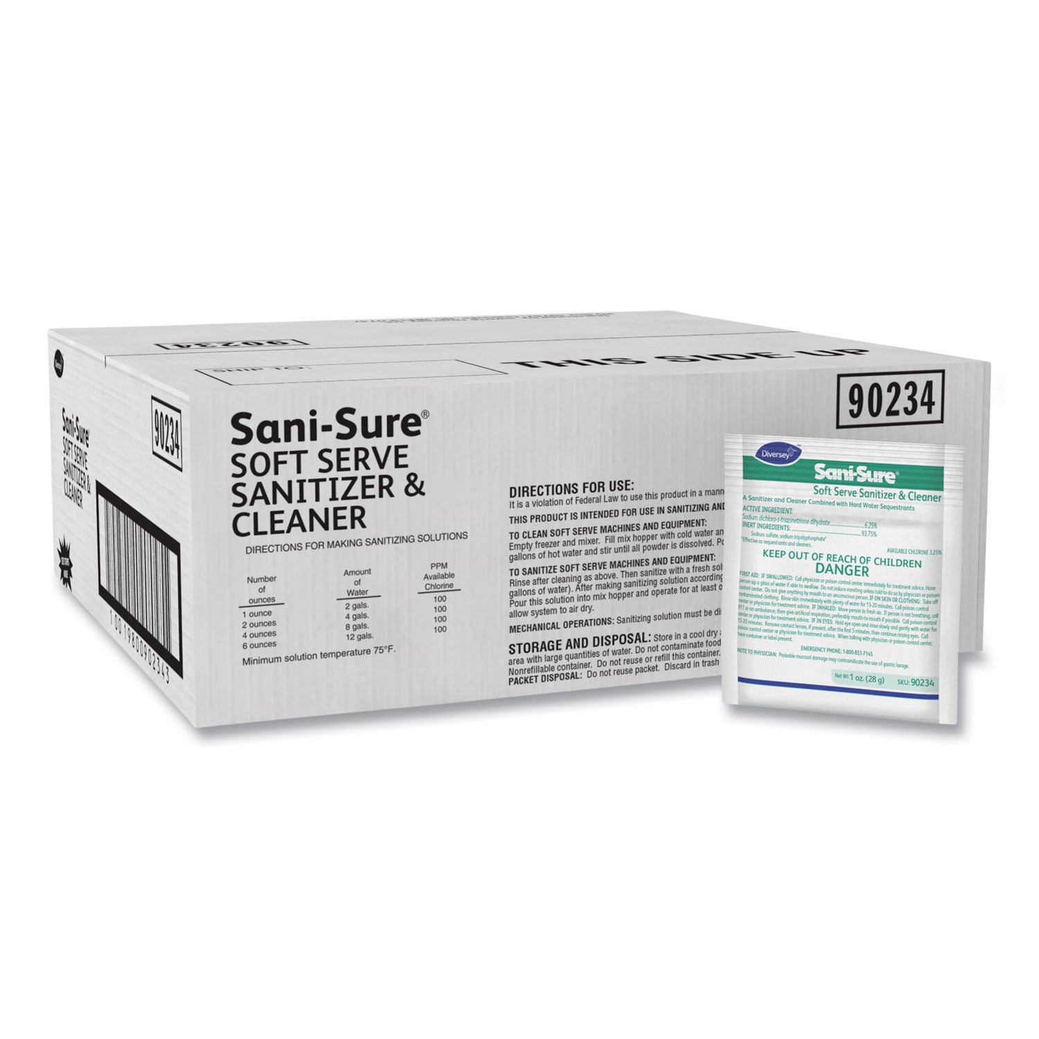 Diversey Soft-Serve Sanitizer Cleaner - For Yogurt Maker - 0.99 oz (0.06 lb) - Chlorine Scent - 100 / Carton - White - 1