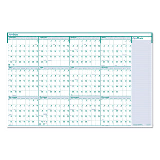Express Track Recycled Reversible/Erasable Yearly Wall Calendar, 24 x 37, White/Teal Sheets, 12-Month (Jan to Dec): 2024