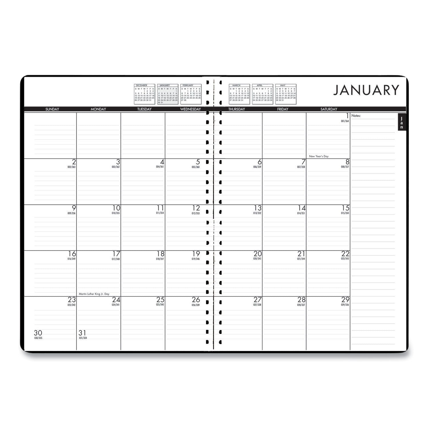 24/7 Recycled Daily Appointment Book/Monthly Planner, 10 x 7, Black Cover, 12-Month (Jan to Dec): 2024 - 