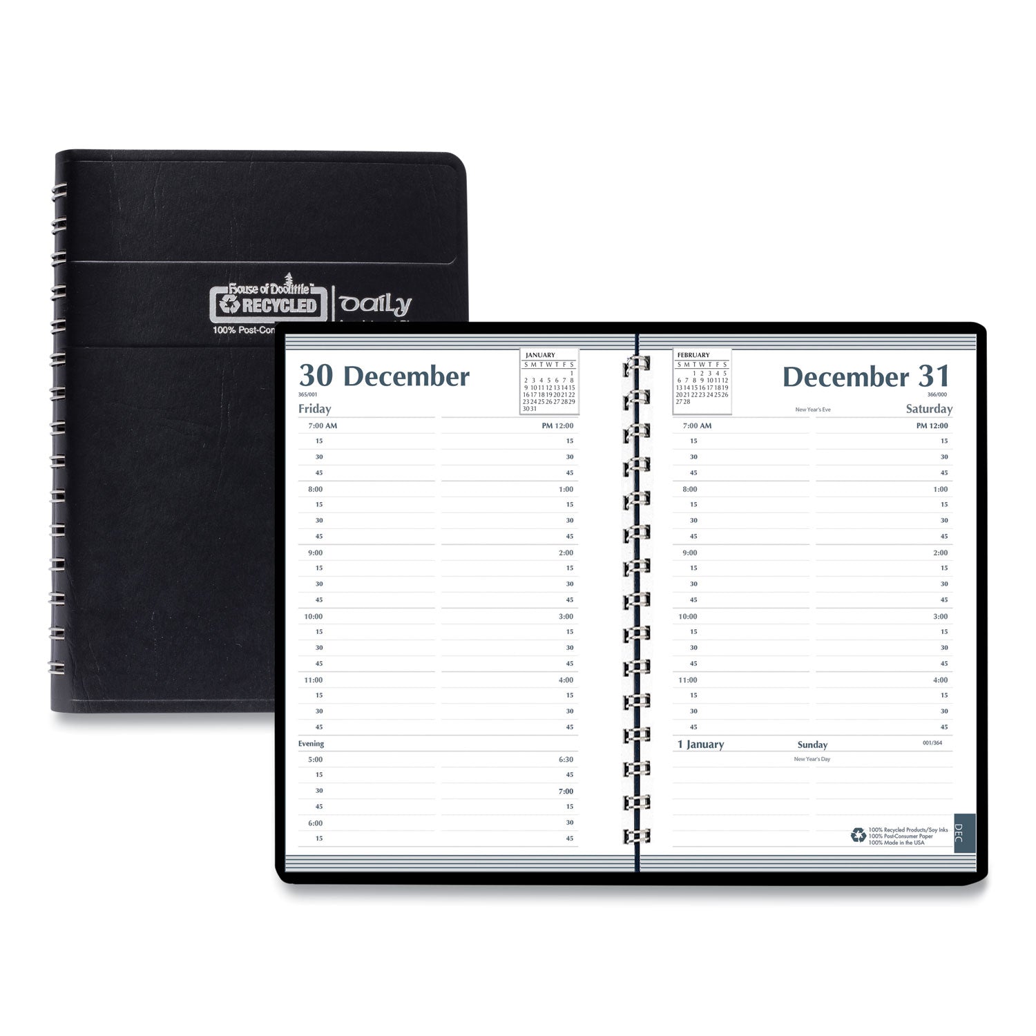 memo-size-daily-appointment-book-with-15-minute-schedule-8-x-5-black-cover-12-month-jan-to-dec-2024_hod28802 - 1