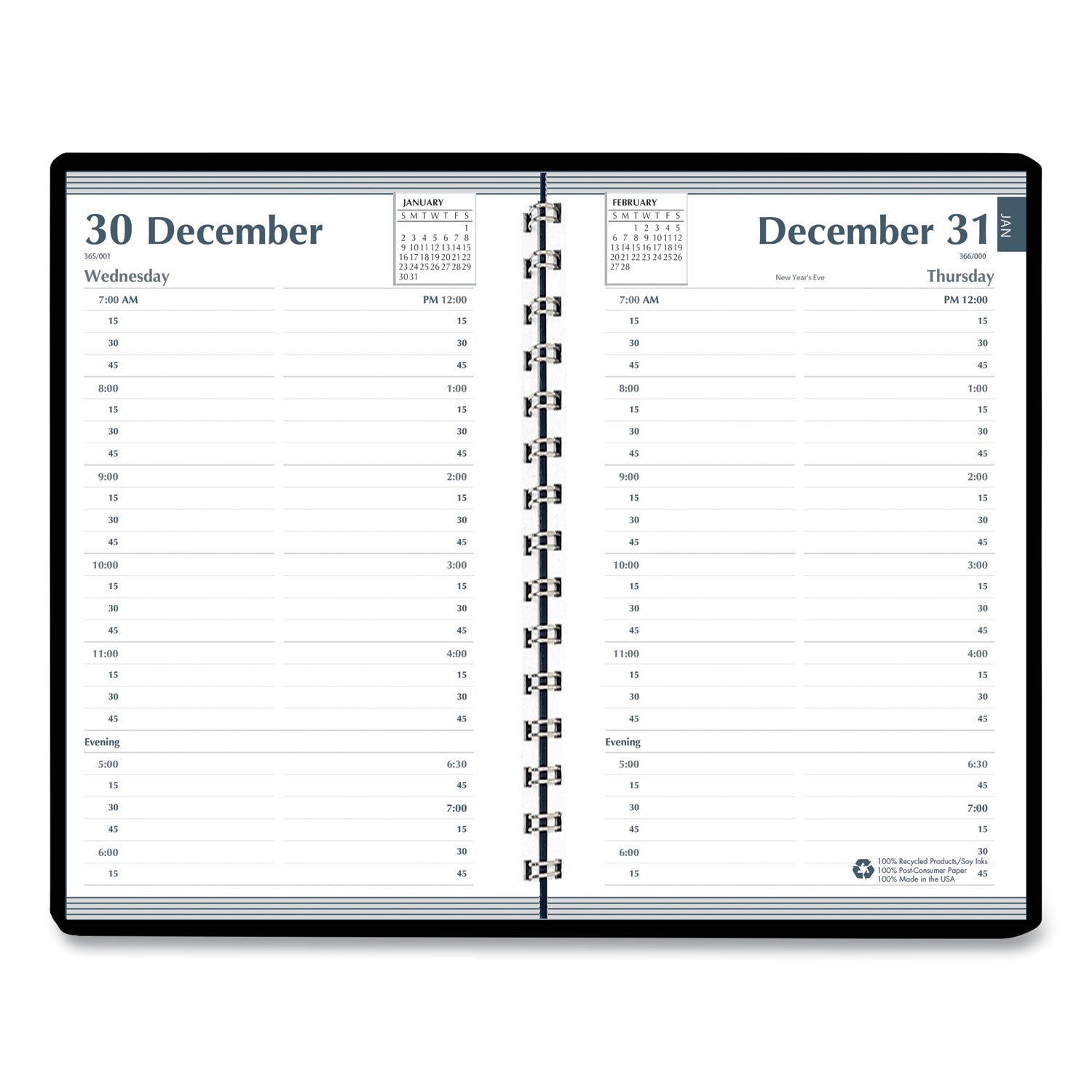 memo-size-daily-appointment-book-with-15-minute-schedule-8-x-5-black-cover-12-month-jan-to-dec-2024_hod28802 - 2