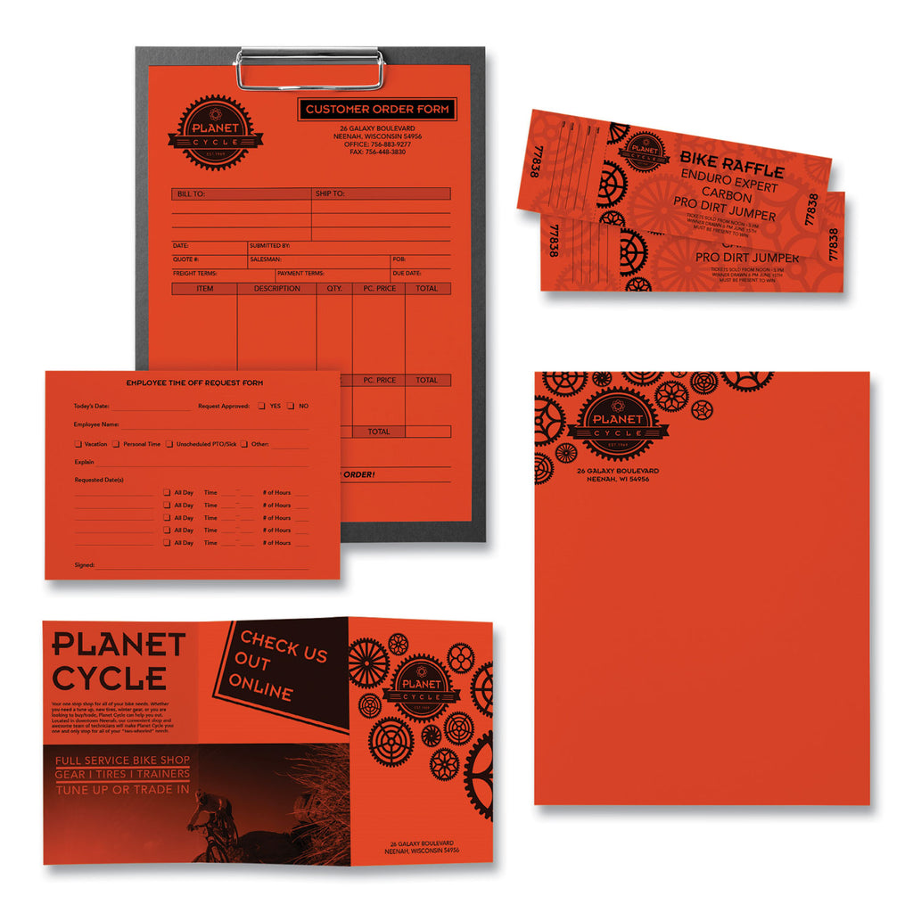 Color Paper, 24 lb Bond Weight, 8.5 x 11, Orbit Orange, 500 Sheets/Ream