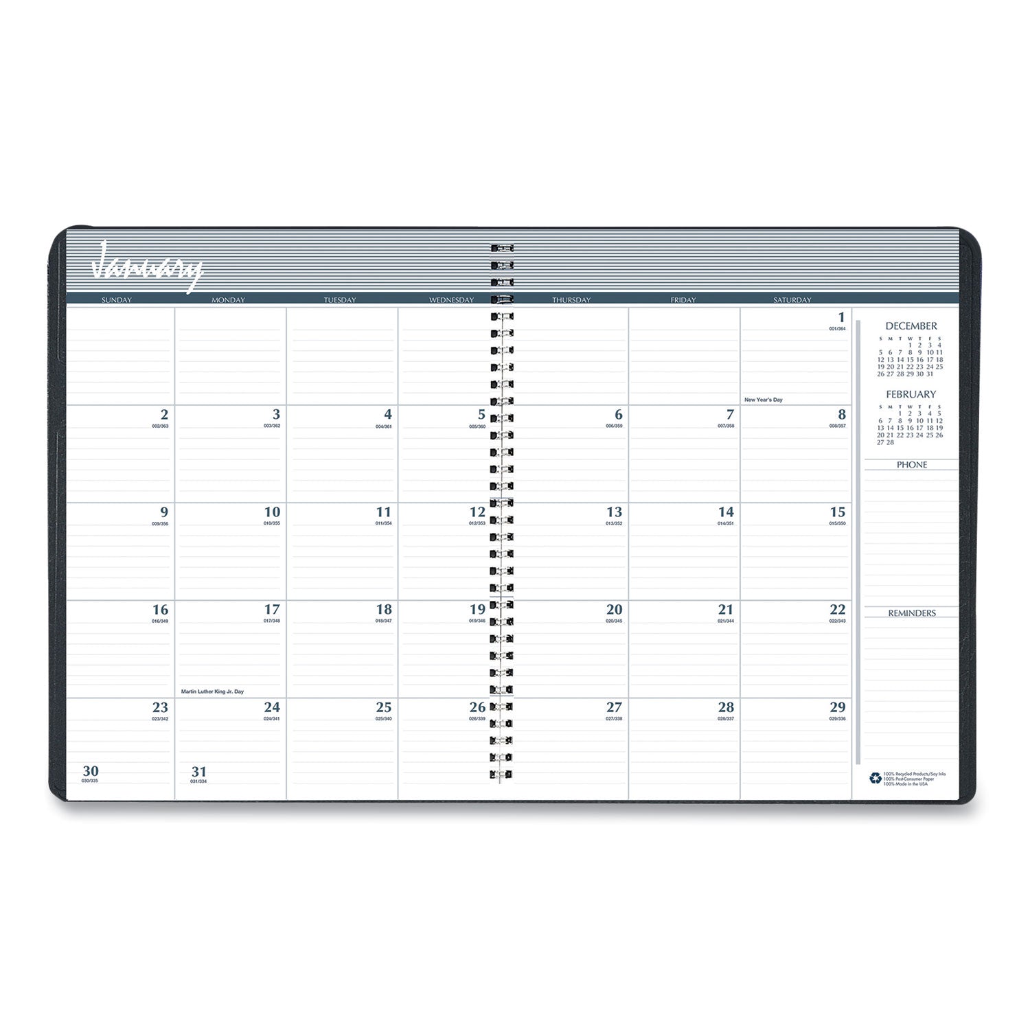 monthly-hard-cover-planner-11-x-85-black-cover-14-month-dec-to-jan-2023-to-2025_hod26292 - 2