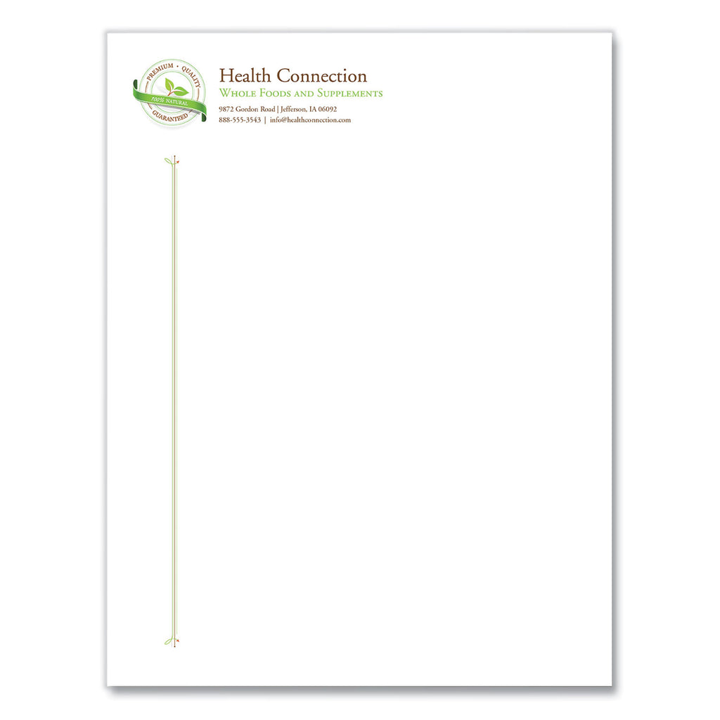 25% Cotton Business Paper, Red Margin Rule, 95 Bright, 20 lb Bond Weight, 8.5 x 11, White, 500 Sheets/Ream