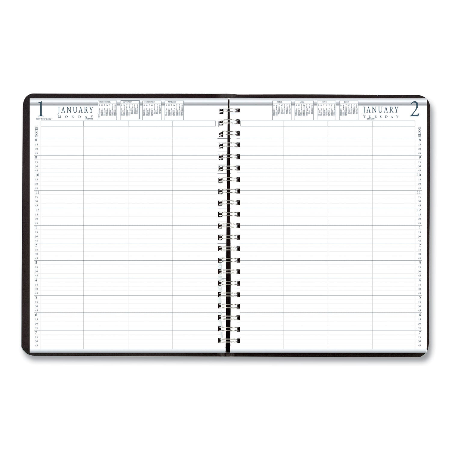 Executive Series Four-Person Group Practice Daily Appointment Book, 11 x 8.5, Black Hard Cover, 12-Month (Jan to Dec): 2024