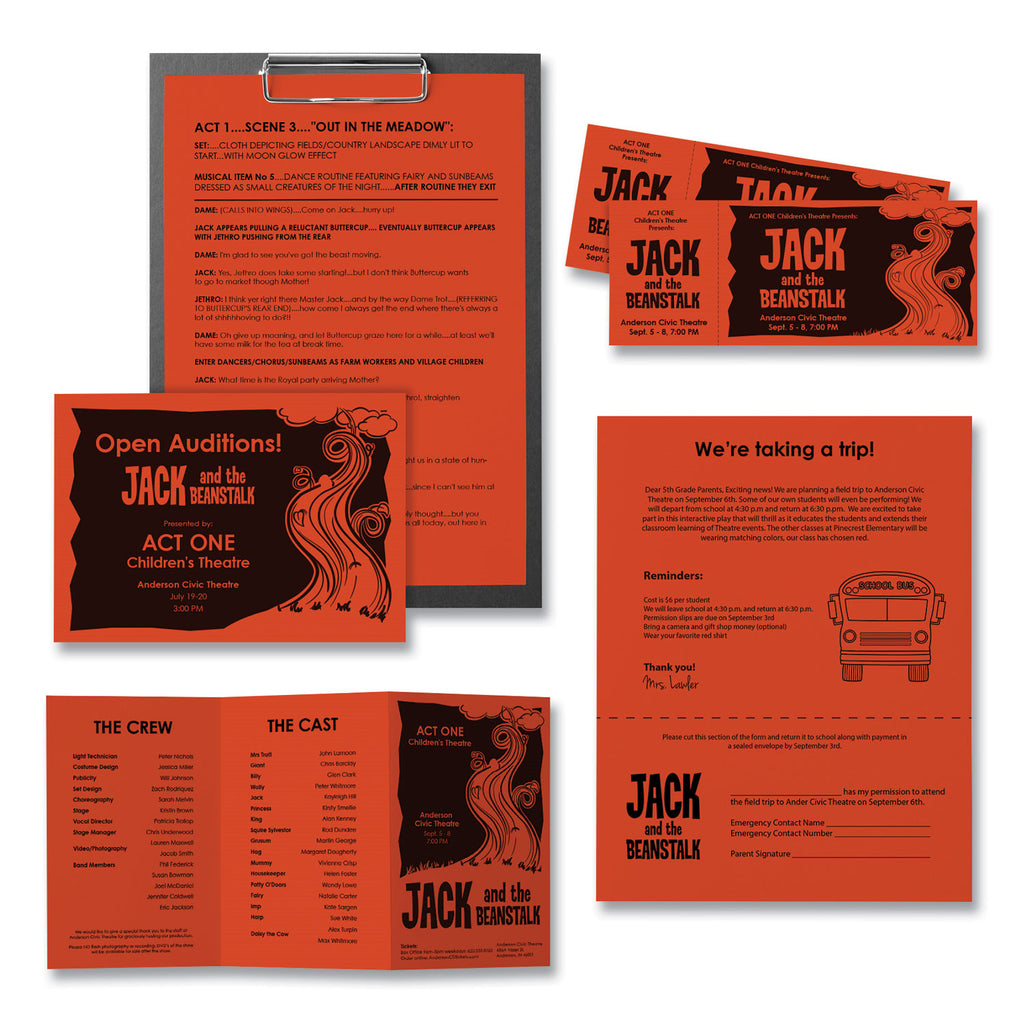 Color Paper, 24 lb Bond Weight, 8.5 x 11, Orbit Orange, 500 Sheets/Ream