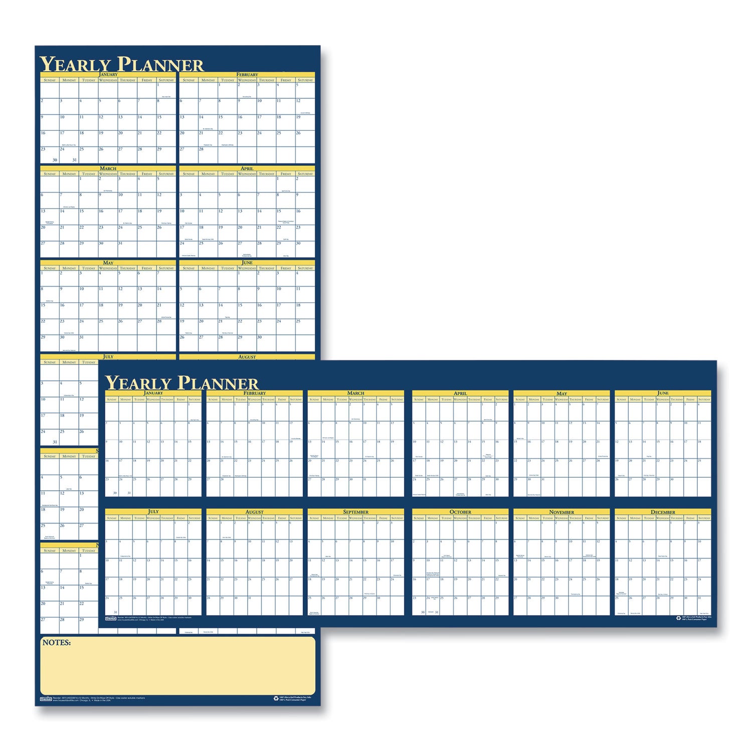 recycled-reversible-yearly-wall-planner-60-x-26-white-blue-yellow-sheets-12-month-jan-to-dec-2024_hod3974 - 1