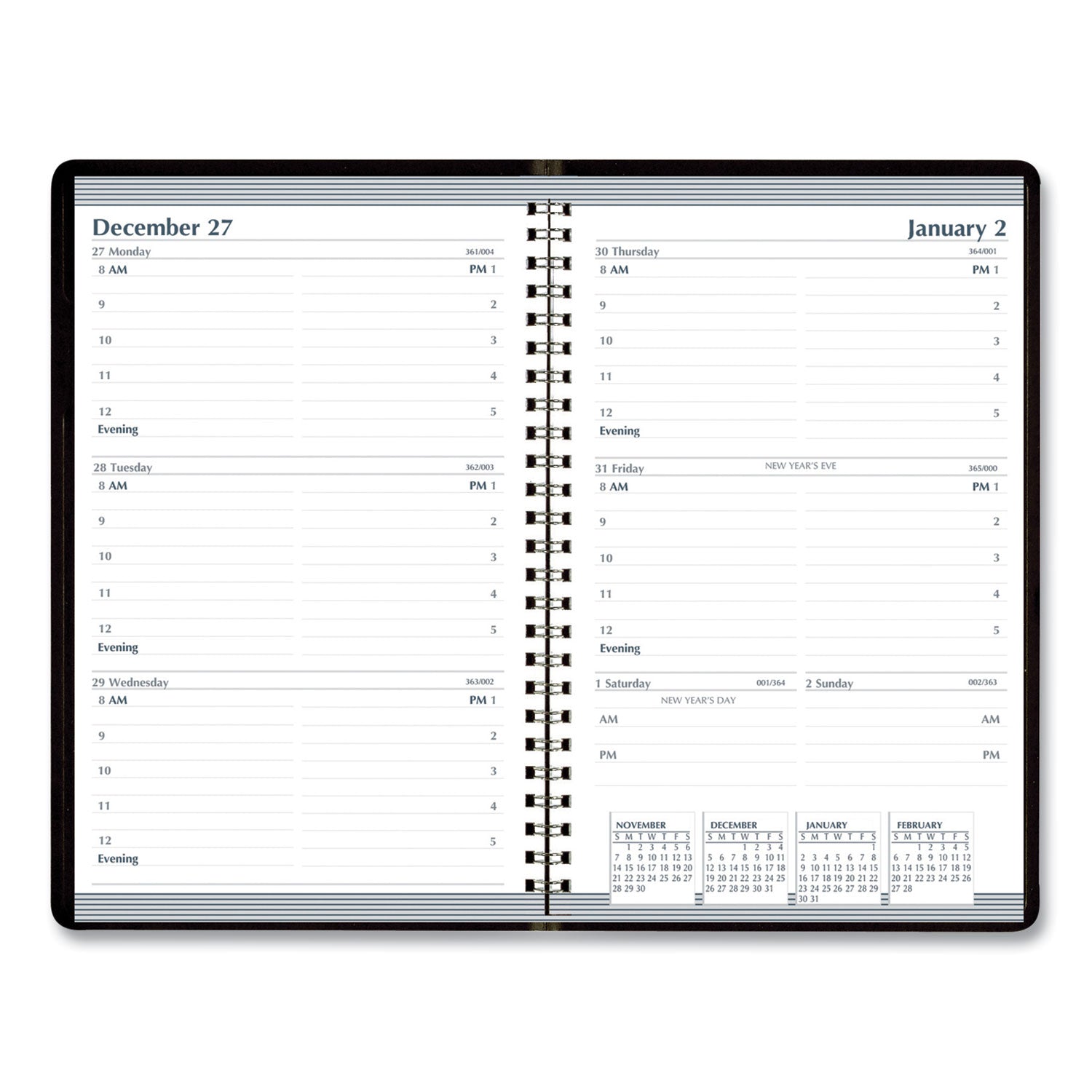 Recycled Weekly Appointment Book, 8 x 5, Black Cover, 12-Month (Jan to Dec): 2024 - 