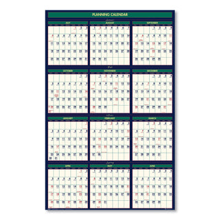 Four Seasons Business/Academic Recycled Wall Calendar, 24 x 37, 12-Month (July-June): 2023-2024, 12-Month (Jan to Dec): 2024