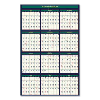 Four Season Erasable Business/Academic Recycled Wall Calendar, 24 x 37, 12-Month(July-June):2023-2024, 12-Month(Jan-Dec):2024