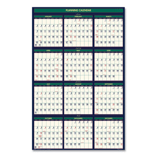 Four Season Erasable Business/Academic Recycled Wall Calendar, 24 x 37, 12-Month(July-June):2023-2024, 12-Month(Jan-Dec):2024