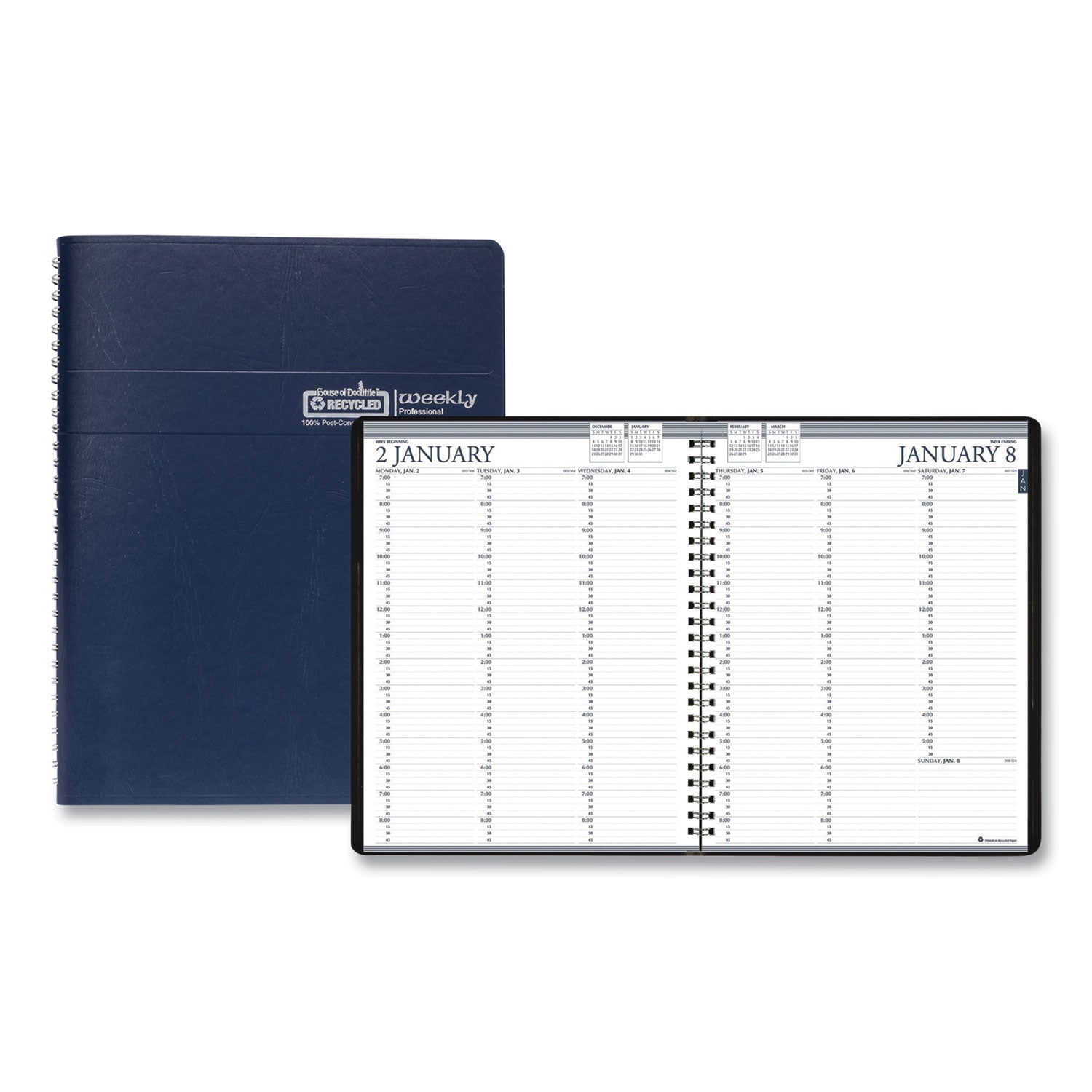 recycled-professional-weekly-planner-15-minute-appts-11-x-85-blue-wirebound-soft-cover-12-month-jan-to-dec-2024_hod27207 - 1