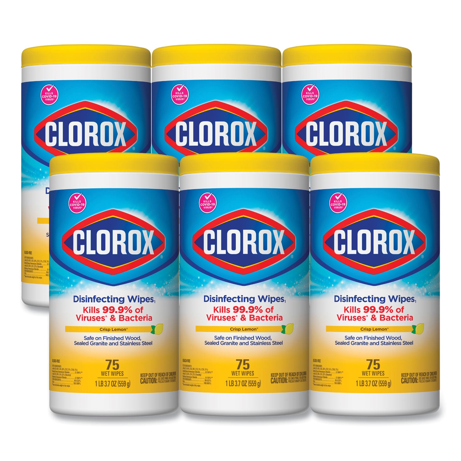 disinfecting-wipes-1-ply-7-x-775-crisp-lemon-white-75-canister-6-canisters-carton_clo01628 - 1