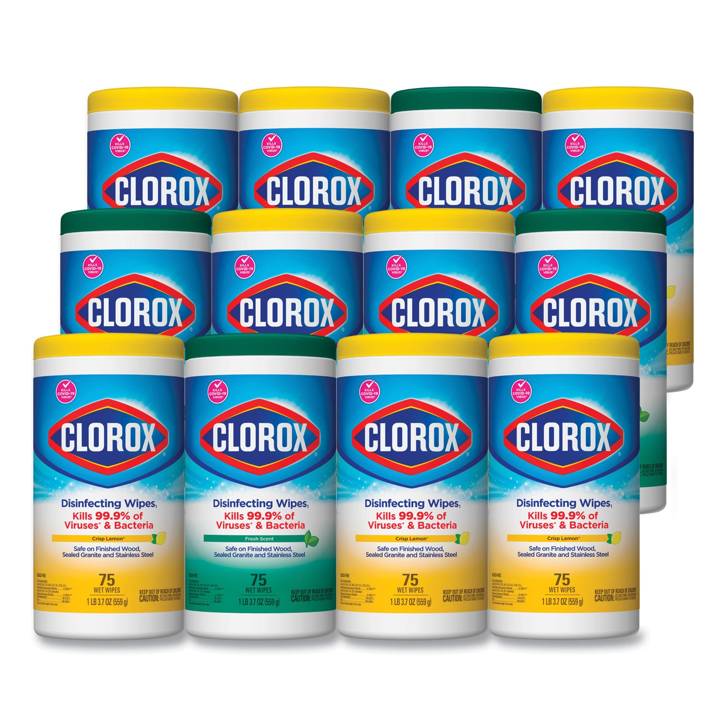 disinfecting-wipes-1-ply-7-x-8-fresh-scent-citrus-blend-white-75-canister-3-pack-4-packs-carton_clo30208 - 1