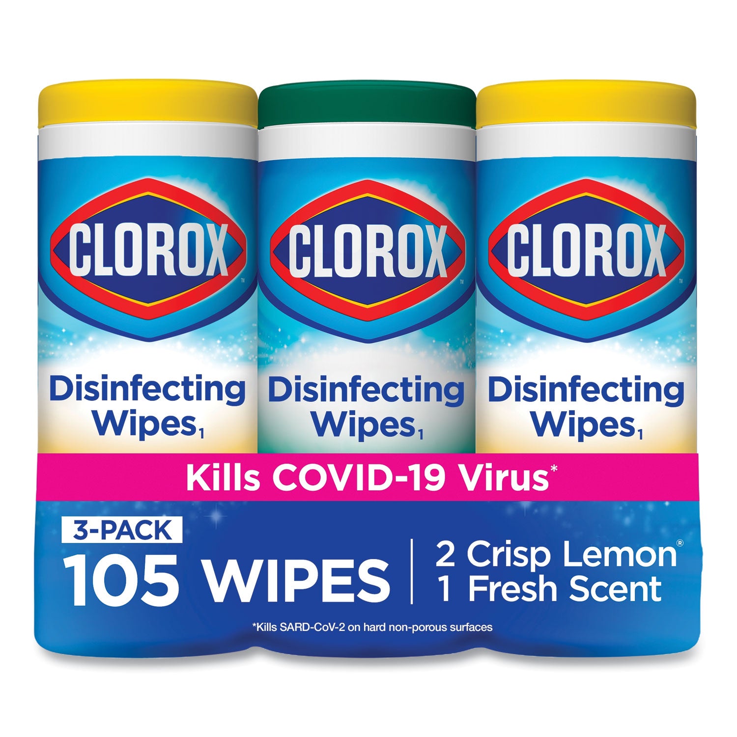 Disinfecting Wipes, 1-Ply, 7 x 8, Fresh Scent/Citrus Blend, White, 35/Canister, 3 Canisters/Pack - 
