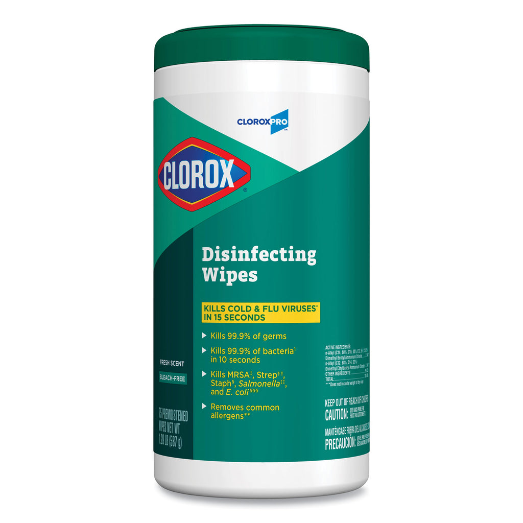 Disinfecting Wipes, 1-Ply, 7 x 8, Fresh Scent, White, 75/Canister - 
