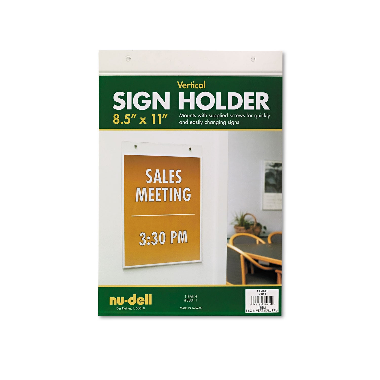 Acrylic Sign Holder, Vertical, 8.5 x 11, Clear - 