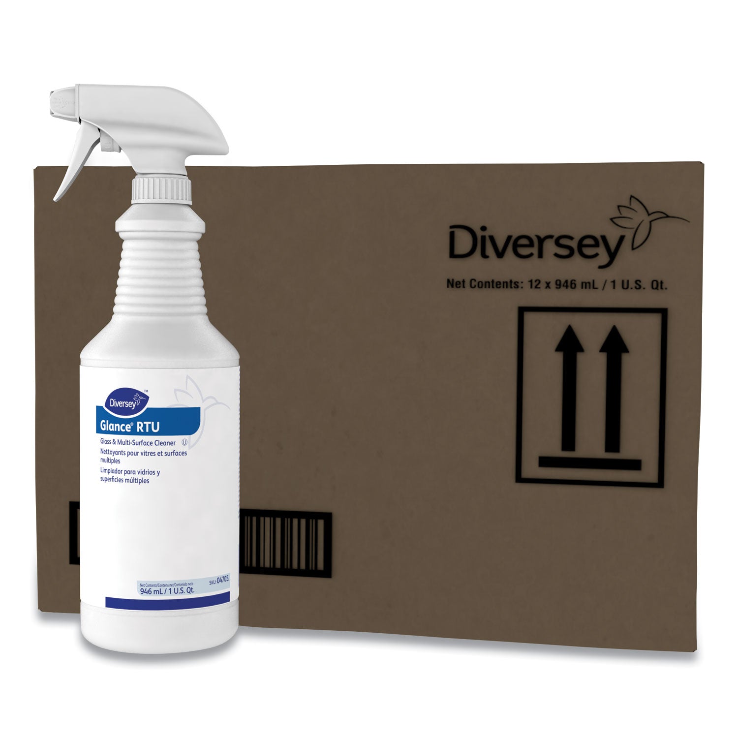 Glance Glass and Multi-Surface Cleaner, Original, 32 oz Spray Bottle, 12/Carton - 