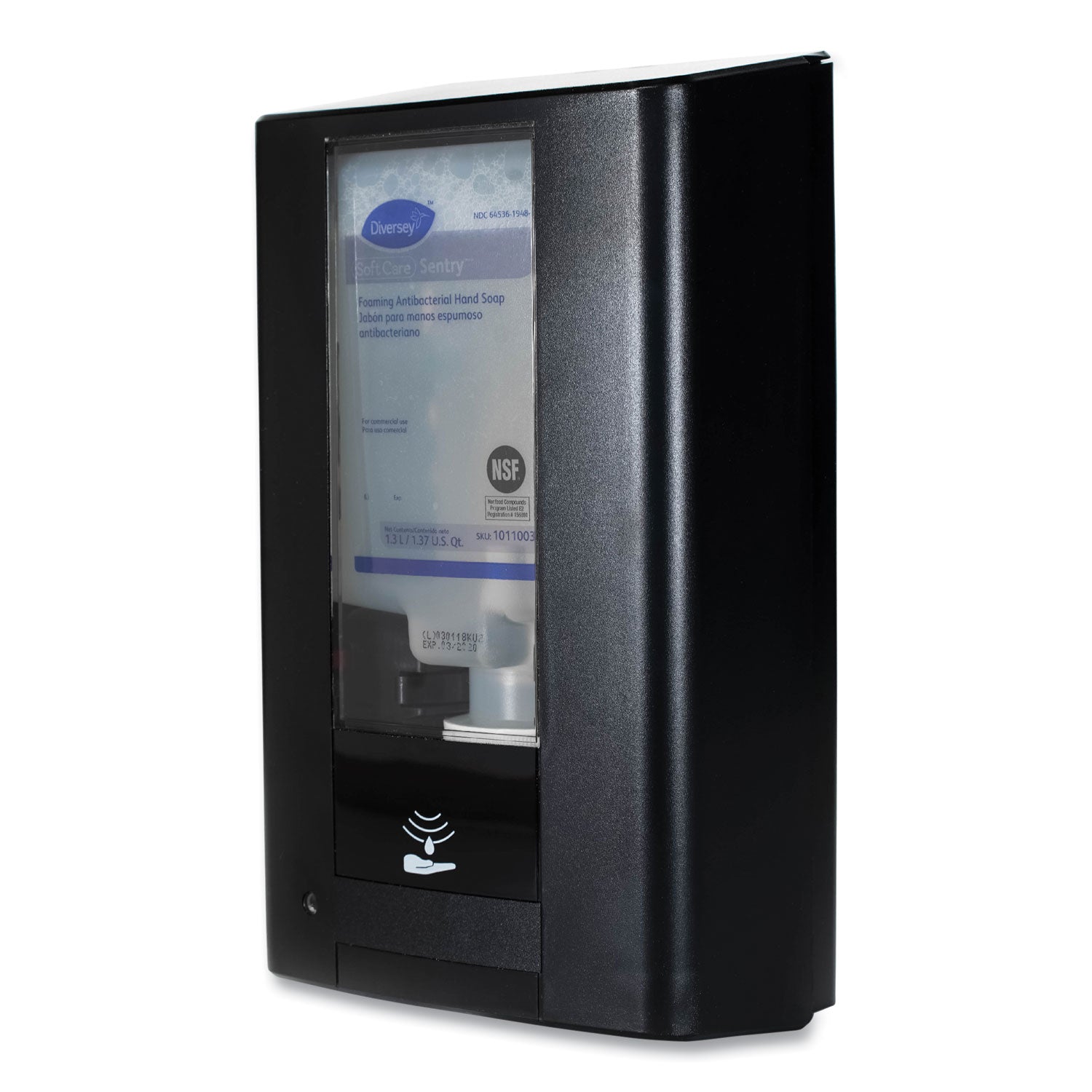 Diversey IntelliCare Hybrid Dispenser - Automatic/Manual - 1.37 quart Capacity - Durable, Lockable, Site Window, Tamper Resistant, Scratch Resistant, UV Resistant, Refillable - Black - 1Each - 2